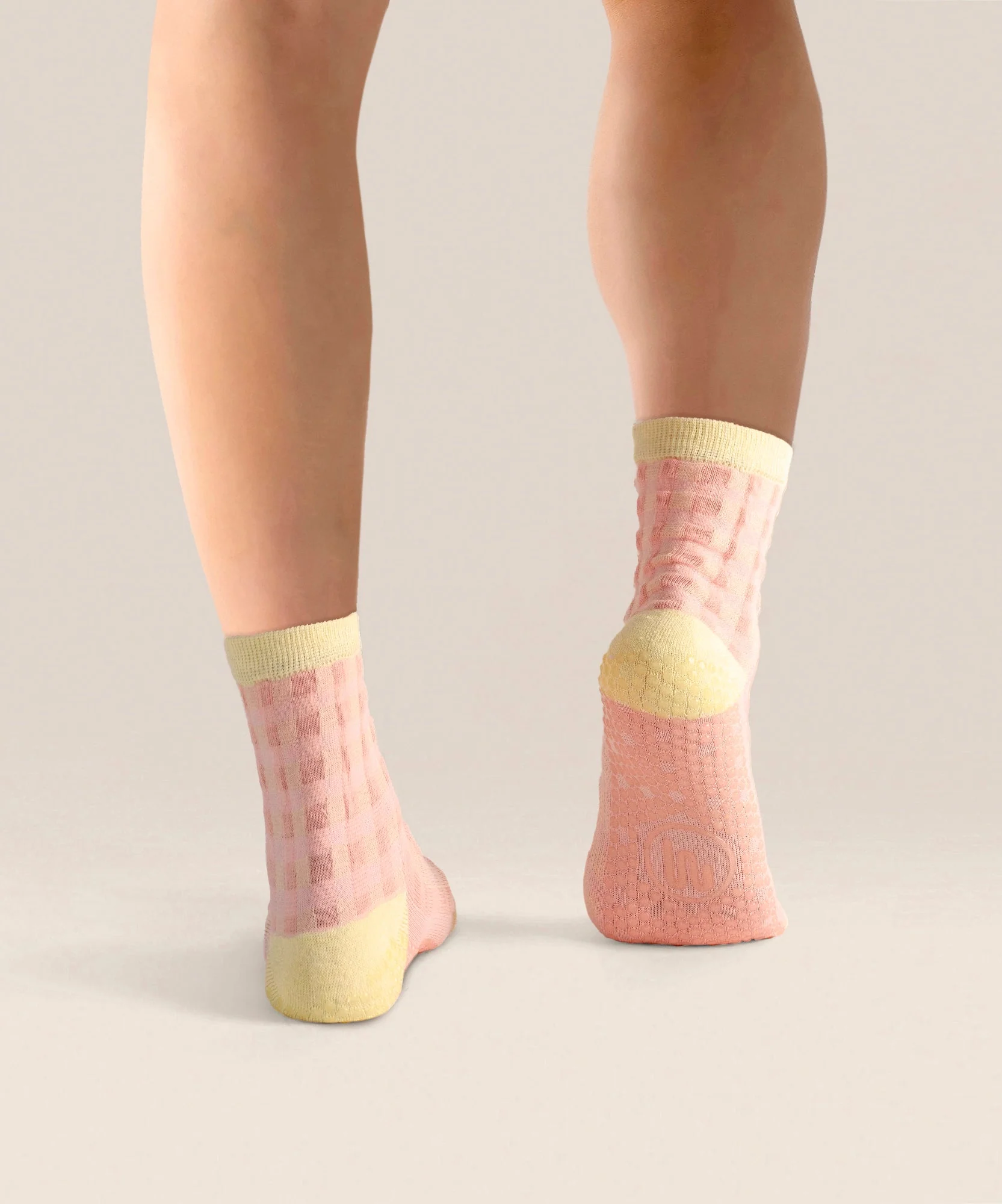Crew Grip Socks - Sugar Pink Gingham - Image 2