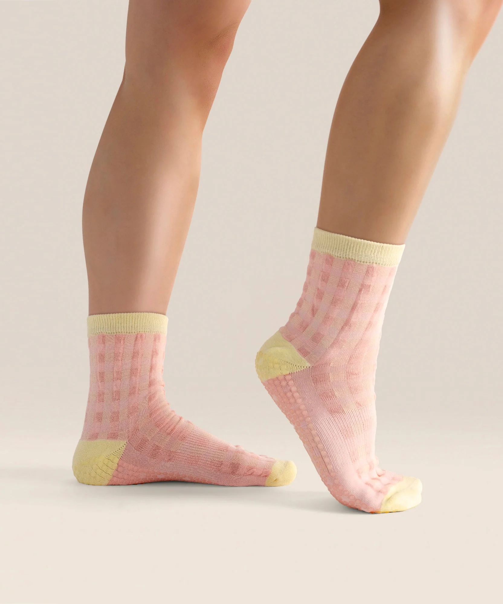 Crew Grip Socks - Sugar Pink Gingham - Image 3