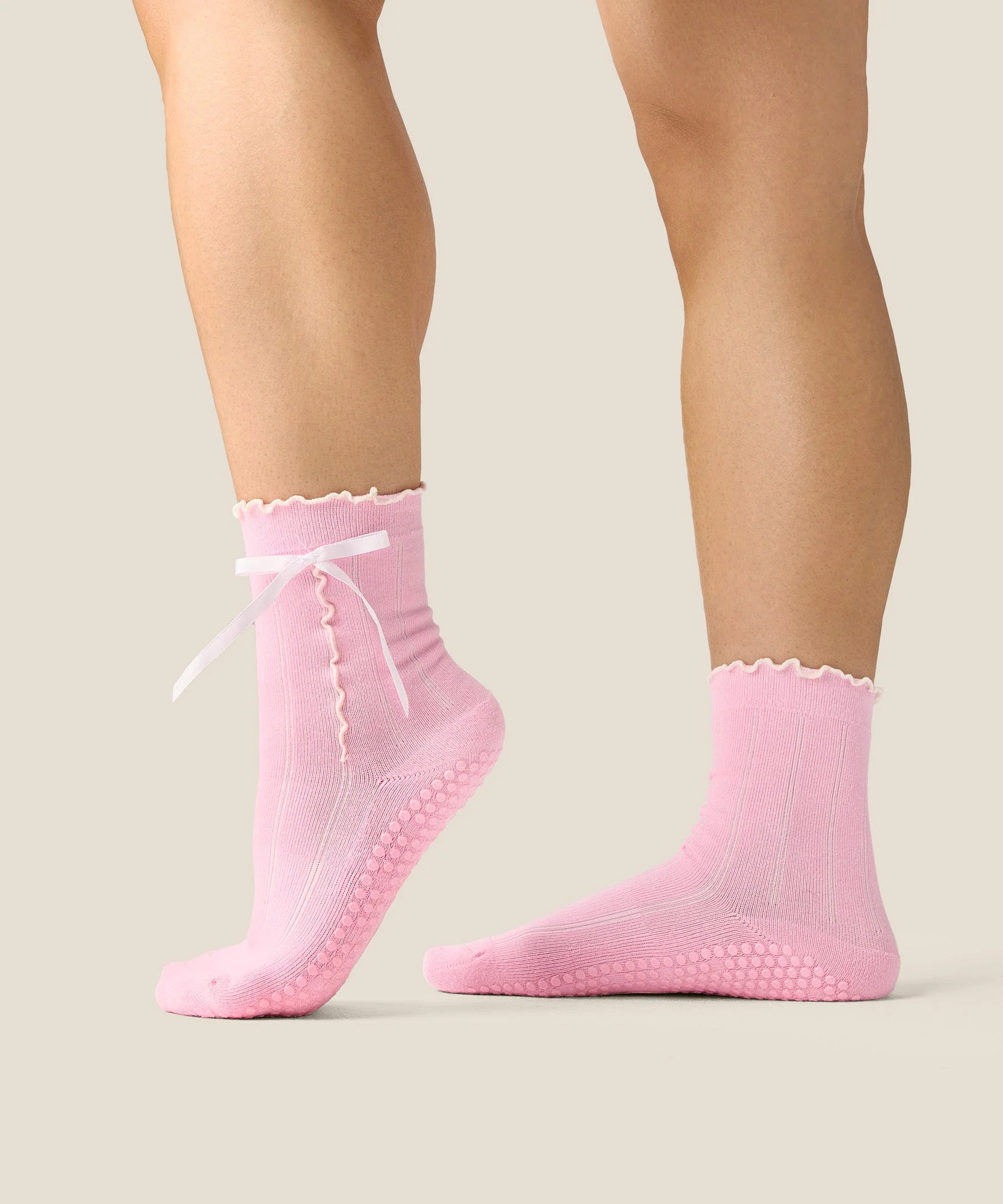 Crew Grip Socks - Sweet Bow Pink