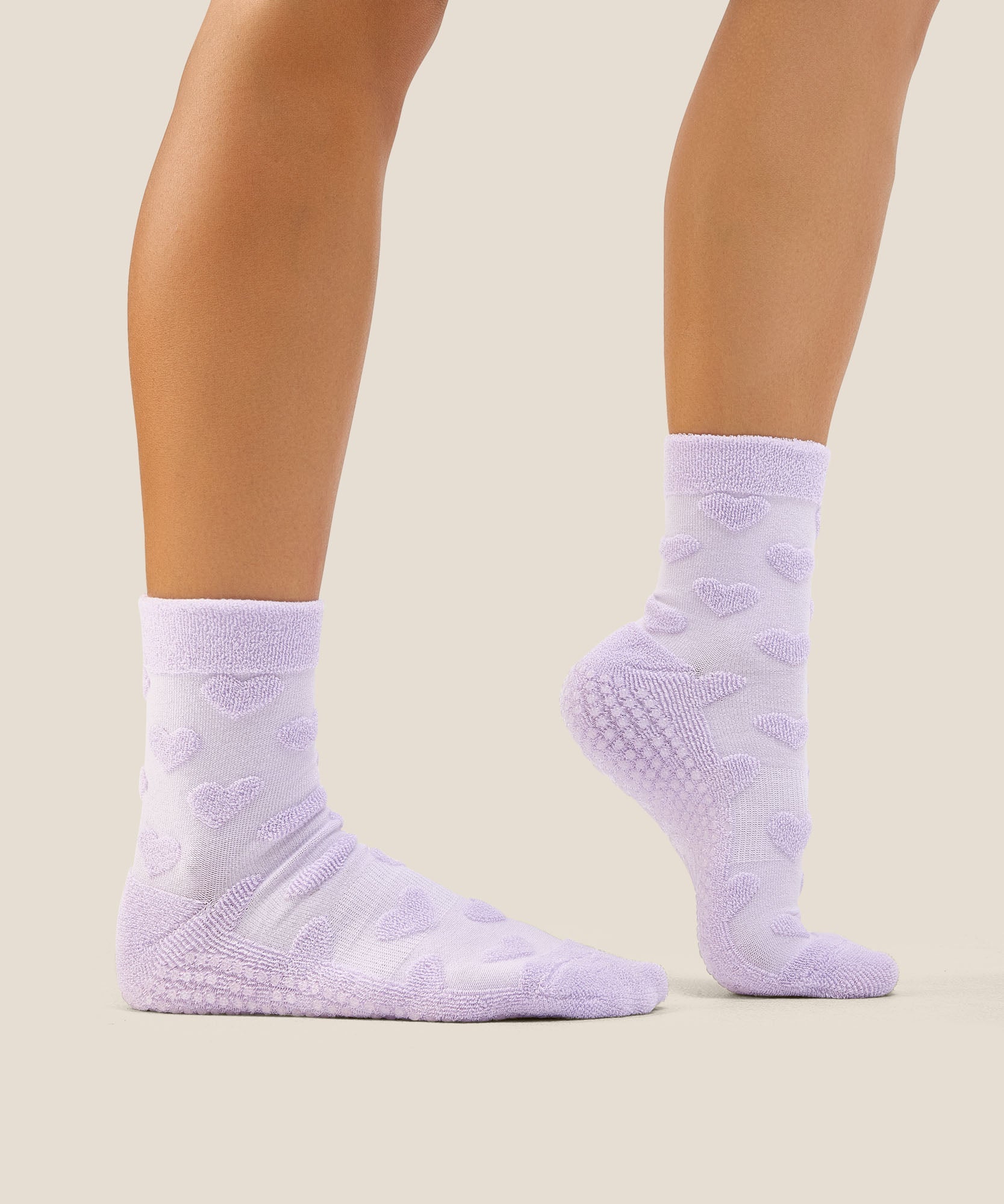Crew Grip Socks - Terry Heart Lilac - Image 3