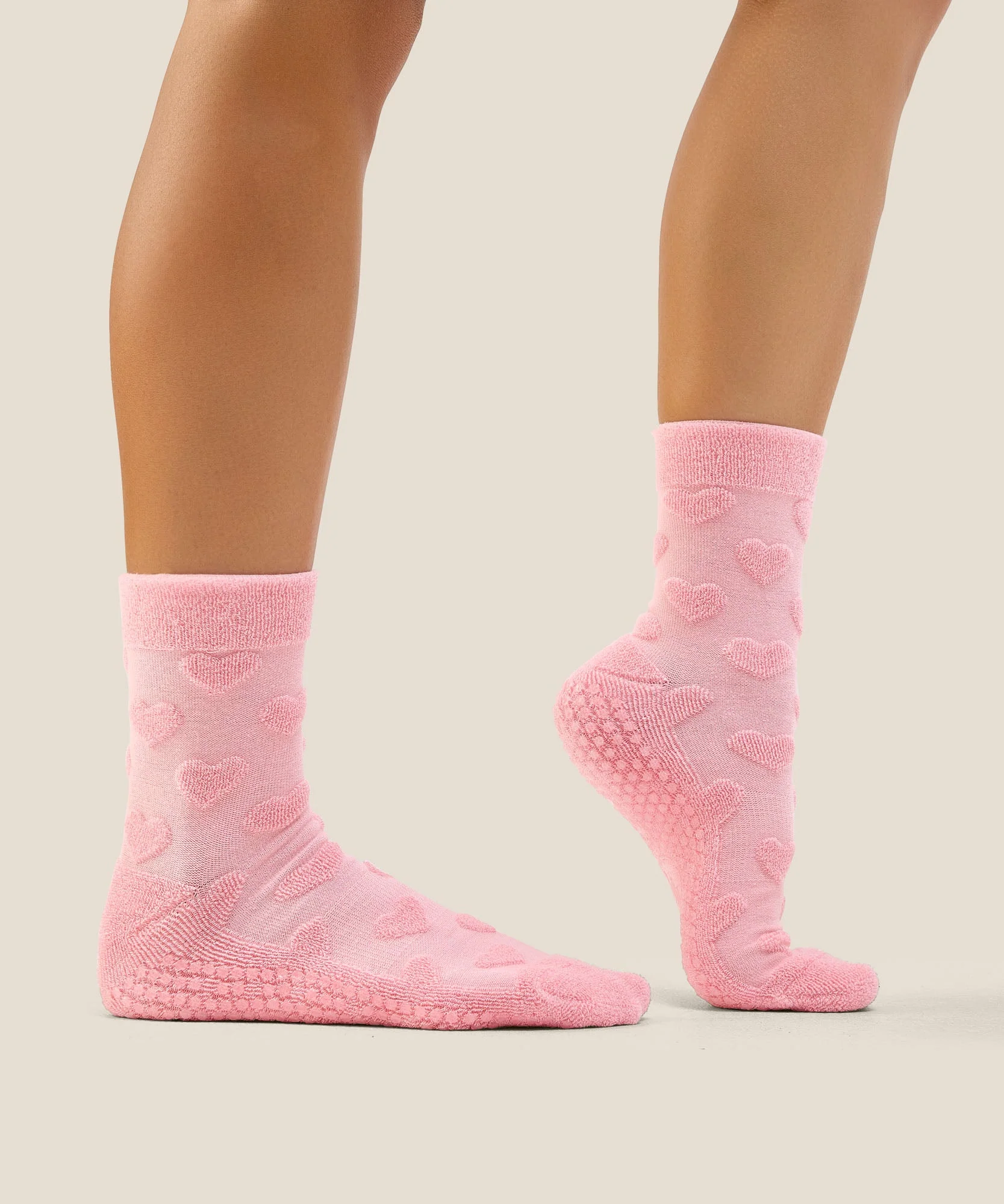 Crew Grip Socks - Terry Heart Pink - Image 3