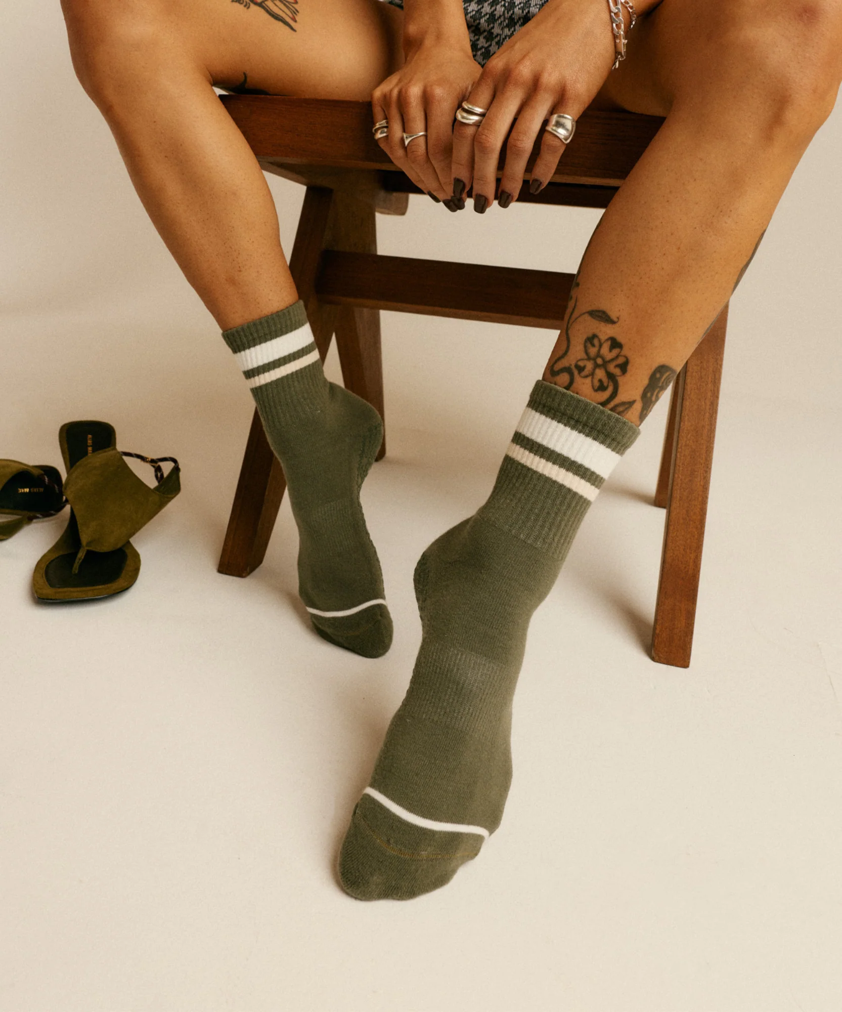 Crew Grip Socks - Varsity Stripe Khaki - Image 4
