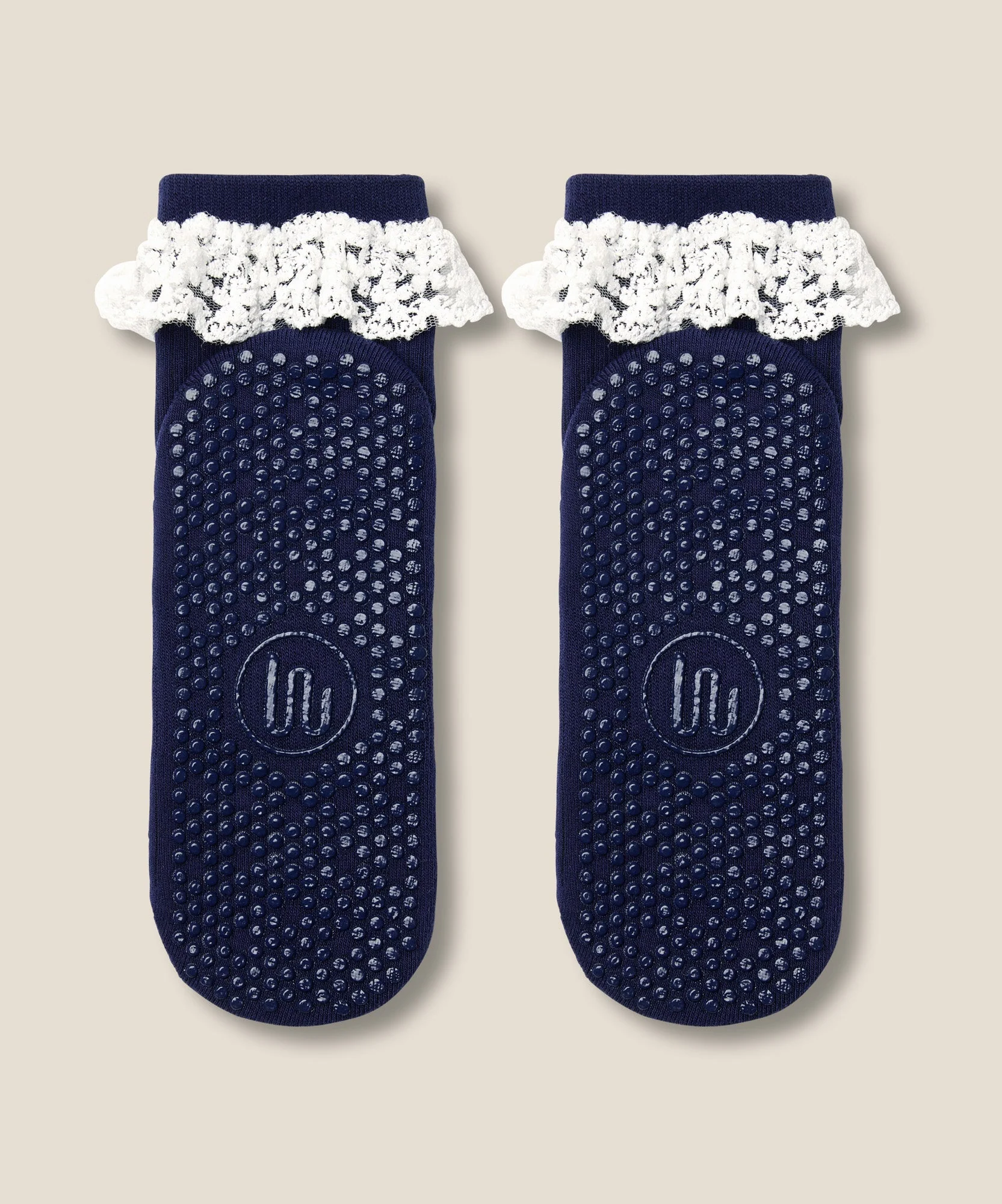 Quarter Crew Grip Socks - Lovers Lace Navy - Image 4
