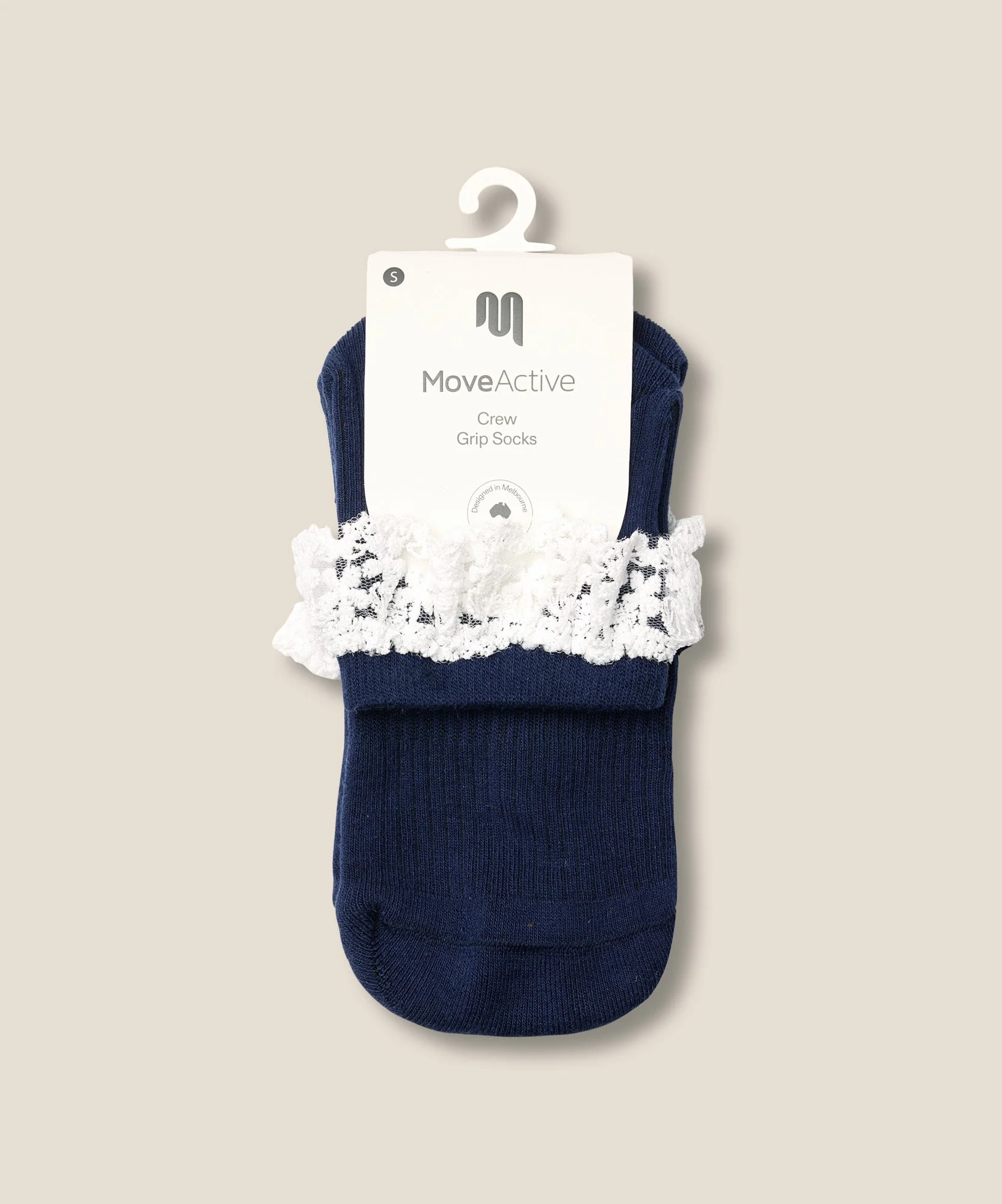 Quarter Crew Grip Socks - Lovers Lace Navy - Image 5