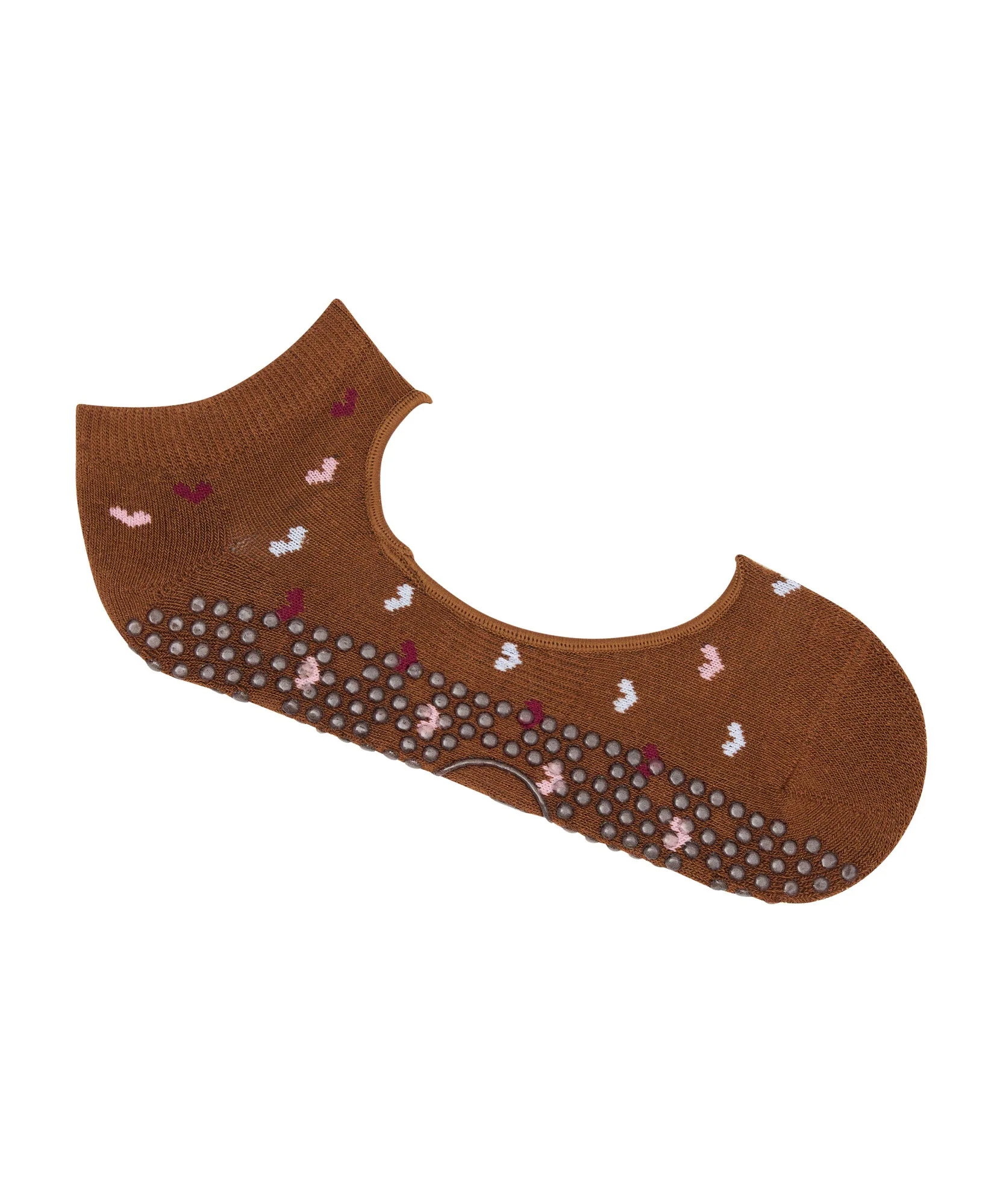 Slide On Grip Socks - Hearts Aflutter Brown - Image 2